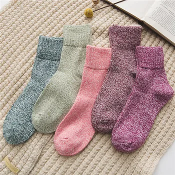 Paksenenud Sooja Daamid Villased Sokid jaoks on Sügis ja Talv Tahke Värv ja Lõng Roosa Naiste Sokid Jaapani Harajuku Stiilis 396 9