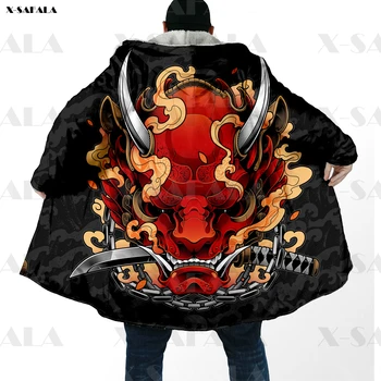 Se i re s MASK Jaapani Samurai Art 3D Trükitud Topp Mantel Kapuutsiga Tekk Varjatud Paks Kampsun Puuvillane Pullover Dunnes Overcoat 5