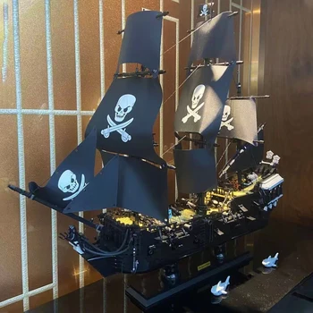 Ideid Seeria Black Pearl Pirate Ship Building Blocks Loominguline Queen Annes Kättemaks Paadi Mudel Tellised Mänguasjad Lapsele Jõulukingiks 1
