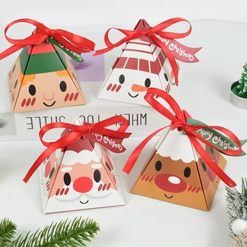 10tk Unikaalne Püramiidi Stiilis Candy Kasti Navidad Uus Aasta 2023 jõulupidu Kingitus Natal Noel Lumememm Pakendi Karp Koos Lindi 1
