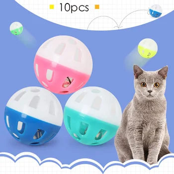 10tk Cat Kitten Pet-Plastist Pallid Jingle Bell Sööstma Mänguasi Mängib Närida Vurama Interaktiivne Koera Koolitus Pet Mimi Supplie 1