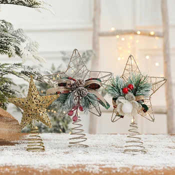 Jõulupuu Torukübar 3D-Viis-Harulist Tähte Xmas Tree Toppers Ornament, männikäbi Pentagramm Torukübar Decor Navidad Uus Aasta Kodu Pa 2