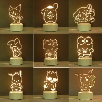 Kawaii 3D Stereo Öö Valguses Cinnamoroll Minu Meloodia, Kuromi Kitty Sanrio Pikachu Armas Nukk Anime, Joonis Kingitus, Mänguasjad Lastele 10