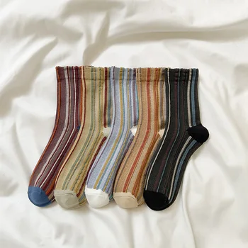 2023 Uus Värviline Triibulised Sokid Naiste Vintage Harajuku Retro Streetwear Meeskonna Sokid Korea Fashion Kolledži Stiilis Tüdrukute Pikad Sokid 8