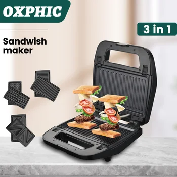 OXPHIC 800W Hommikusöök Sandwich Vahvel Grill 3 In 1 Multifunktsionaalne Masin Automaatne Leib Masin Rösterid, Kuuma Võileiva Tegija 15
