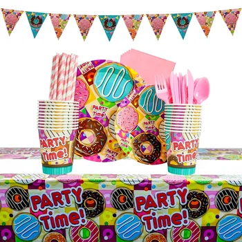 Sõõrik Kasvada kuni Poole Raamatu Cup Salvrätiku Plaadid Sünnipäevaks Aastapäeva Baby Shower, Candy Bar Pool Decor Donut Pool 14