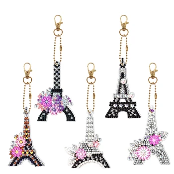 5tk/set Diy Eiffeli Torn Diamond Maali Võtmehoidja Ripats Täis Puurida maastiku Diamond Tikandid Naiste Kott Teenetemärgi Kingitus 12