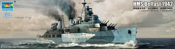 Trumpeter 05334 1/350 Skaala Kuningliku Mereväe Kerge Ristleja HMS Belfast 1942 Koguda Plastc Mudeli Komplekt 4