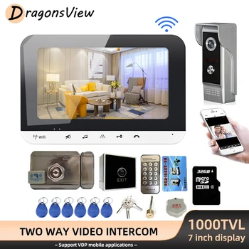 DragonsView Kodus Wifi Intercom Video Ukse Telefon, millel on Elektriline Lukk Traadita 1000TVL Uksekell Kaamera Salvestada Remote Unlock IP65 9