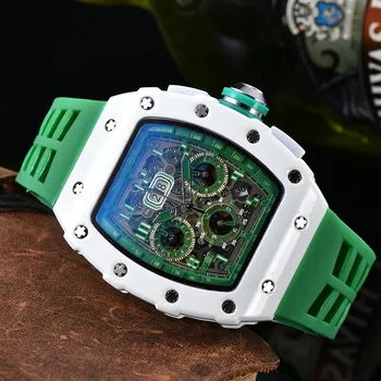 Pakiruumi Quartz Watch Multifunktsionaalne 6-Käsi Stopper, Kalender Kuvada Silikoonist Rihm Reloj de Hombre Meeste Sõjalise Spordi Kellad 4