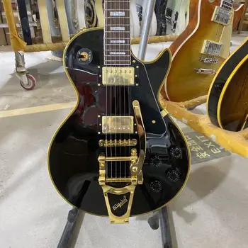 Must Custom Electric Guitar Bigsby Tremolo Süsteem, Kollane Siduv Gold Riistvara Kõrge Kvaliteediga Tasuta Shipping 3