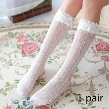 1 Paar Uusi Pits Armas Tüdrukute Sokid Pehme Magus Naiste Valged Sukad Põlve Kõrge Sokid 3