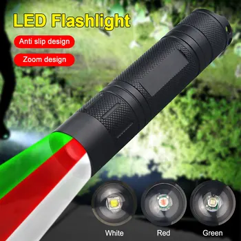 Mini Roheline/Punane/Valge LED Taskulamp XPE LED Taskulamp 1 File Mode Lambi Taktikaline 18650 Latern Jahindus, Telkimine 4