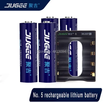 Uus JUGEE 2000mah 1,5 v AA 3000mWh usb laetav Li-polymer liitium AA-usb aku + USB 4 pesa laadija