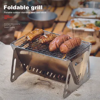 Portable Folding Mini Grill Ahi Roostevabast Terasest BBQ Grill.Majapidamis-Piknik, Telkimine Grill Vahendid Eemaldatav Süsi Grill 11