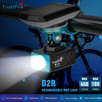 TrustFire D2R Bike Valguse Ees 450LM Laetav Jalgratta Esi-Taskulamp Kompaktne Jalgratta Lamp Esitulede Aku 1600mAh