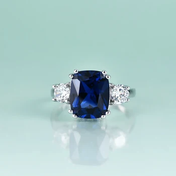 Pärl on Ilu 925 Sterling Hõbe 5CT Kolmnurka Lõigatud Lab Sinine Spinel Rõngad, Teemant Mudelaine Kaunistavad Naiste Klassikaline Trahvi Ehteid 12