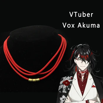 Uus Anime VTuber Luxiem Vox Akuma Cosplay Kaelakee, Kõrvarõngad, Punane Köis Choker Punk Unisex Mood Naiste, Meeste Ehted Sünnipäeva Kingitus 6