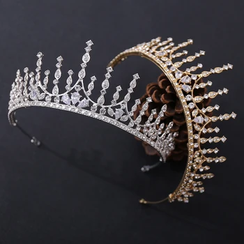 HP333 Royal Crystal Kuninganna Kroon on Hõbedane Kuldne Pruudi Pulmas Kroonid Tiaras Naiste jaoks Tüdrukud Pruudi Headpieces Ehted Juustele