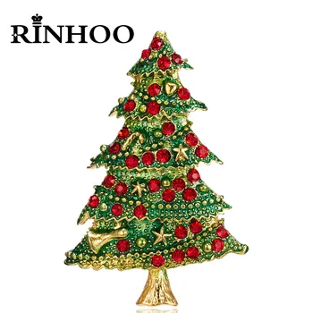 Rinhoo Jõulupuu Pross Naistele Rhinestone Crystal Xmas Tree Rinnamikrofon Nööpnõelad Winter Festivali Pääsme Uue Aasta Pidu Kingitus Ehted