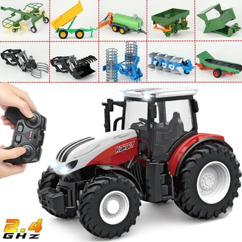1/24 RC Põllumajandustootja Mänguasjade Komplekt Traktori Haagis koos LED-Vilkur 2.4 G puldiga Auto, Veoauto Farming Simulator Lastele Kid Kingitus 15