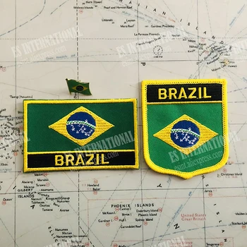 BRASIILIA Riigi Lipu Tikandid Plaastrid Badge Shield Ja Ruudu Kuju Pin Ühe Komplekti Kohta Riie Armband Seljakott Teenetemärgi