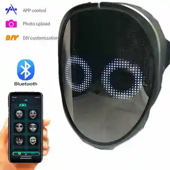 Bluetooth-RGB süttib LED Mask DIY Pilt Animatsiooni Teksti Halloween, Jõulud Karnevali Kostüüm Pool Mängu Lapse Maskid Deco