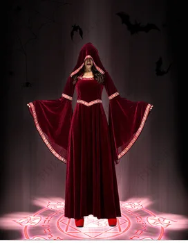 2023 Deluxe Naiste Keskaja Cosplay Vampiir Halloween Kostüümid Täiskasvanud Gooti Topp Nõid Kaua Pool Kleit 10
