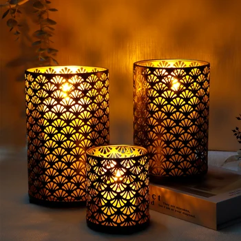 3tk Lehviku Muster Metallist Küünal Omanik Vintage Laud Candleholder Küünlajalg Omanikud Home Decor Pulmapidu Aia 3 Suurus 5