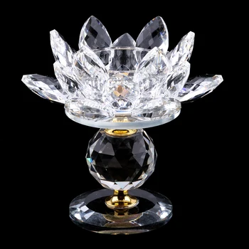 Crystal Lotus Flower Küünal Omanik Tealight Küünlajalg Ystävänpäivä Art Decor 11