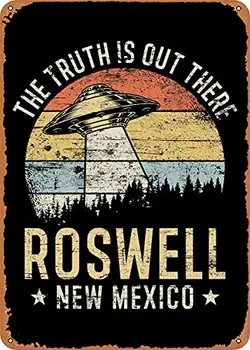 Roswell New Mexico UFO Ali Metallist Tina Märk Retro Seina Decor Vintage Art Print Poste Suurepärane Kingitus Ruumi Fännid 8 x 12 tolli 12