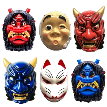 Käsitöö maalitud Jaapani Kurama Tengu Fox Mask 3D külmkapimagneteid Suveniirid, Turism Külmkapi Magnet Kleebised Kingitus 4