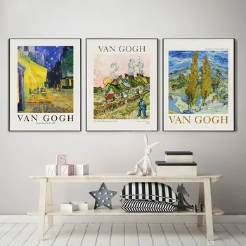 Van Gogh Öö Kohvik Plakat Maastik Art Print Abstraktse Retro Lõuendile Maali Kaasaegne Seina Pilt Elutuba Home Decor 8