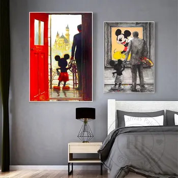 Disney Kaasaegne Multifilm Miki Hiir Pildid Lõuendile Maali Walt Disney Tõmbas Miki Hiir Plakati Jaoks, Elutuba, Tuba Decor Frameless 16