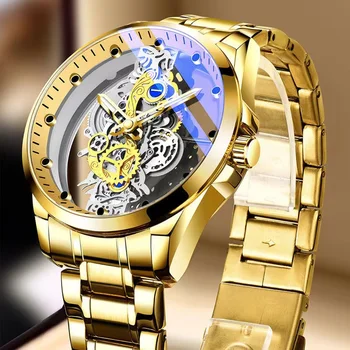 2022 Uusi Mehi Vaadata Skelett Automaatne quartz Watch Kuld Skelett Vintage Mees Vaata Mens Kellad Top Brändi Luksus мужские часы 3