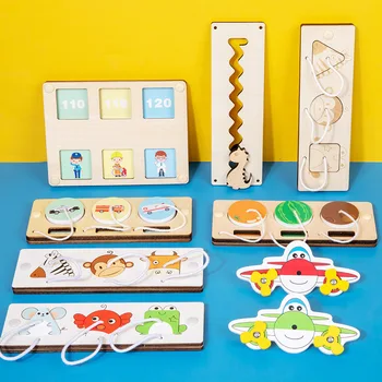 Montessori Hõivatud Juhatuse Tarvikud Element Osa Lapsed, Haridus-Õppe DIY Puzzle Tegevus Juhatuse Komponendid Meele Puidust Mänguasi 5