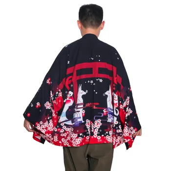 Kimono Mees Jaapani Riided Yukata Mees Samurai Kostüüm Haori Obi Beach Meeste Kimono Jakk Jaapani Streetwear Pluus 16