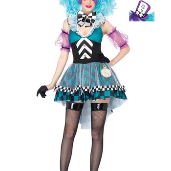 VASHEJIANG Alice in Wonderland Mad Hatter Kostüüm Täiskasvanud Naised Fantasias Magic Cosplay Halloweeni Karneval Mustkunstnik Komplekt