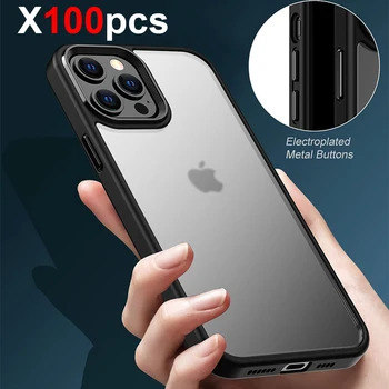 Luksuslik Matt Telefon Case For Iphone 14 13 Pro Max XR Tagasi Kate Silikoonist, Põrutuskindel Originaal PC Läbipaistev Raske Raudrüü, 100tk/PALJU 4