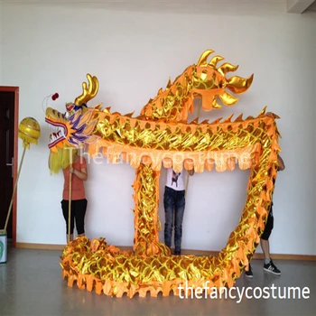 7m Pikkus: 5 kullatud Õpilane Hiina Traditsioonilise Kultuuri DRAGON DANCE ORIGINAAL Folk Festival Tähistamine Kostüüm 14