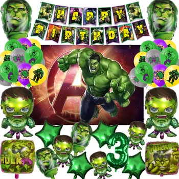 1Set Avengers Marvel Superhero Hulk Teema-Foolium Õhupalli Sünnipäeva Decor Banner Koogikarpides Torukübar Baby Shower Lapsed Partei Tarvikud 3