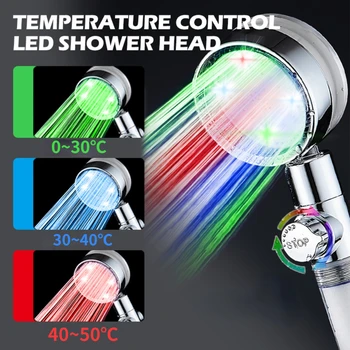 Temperatuuri reguleerimine LED Dušš Juht 3 Värvid Muutuvad Vee Vool on Reguleeritav Kõrge Rõhu Dušš Pea Vannituba, Dušš Prits 9