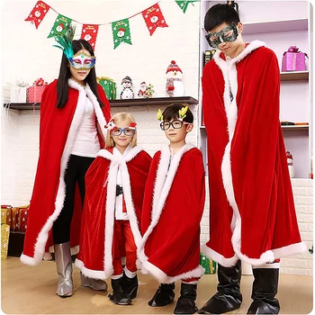 2023 Jõulud Santa Cape Cosplay Santa Punane Sametist Kapuutsiga Varjatud Xmas Täiskasvanud Lady Poiss Tüdruk Cosplay Kostüüm Karnevali Pidu Clubwear 5