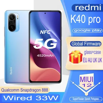 Redmi K40 Pro 33W 5G NFC Globaalne Versioon xiaomi Nutitelefoni Mobiiltelefoni NFC Snapdragon 888 6.67