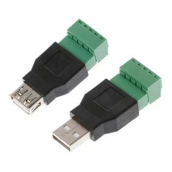 Usb 2.0 Type A Male/Female Naar 5P Schroef W/Shield Terminal Adapter Plug Connector 14