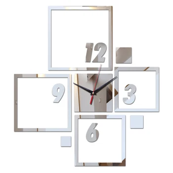uus kuum müüki piiratud 3d Metope ühte nägu kvarts plastikust akrüül kaasaegne kella diy peegel kellad vaadata 16