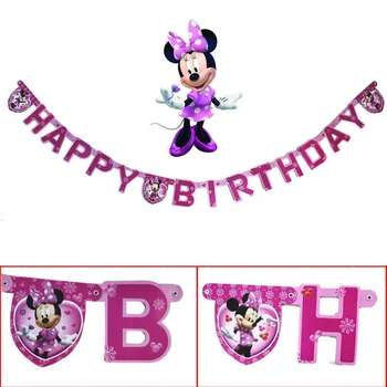 Disney Minnie Mouse Teema Kids Sünnipäevaks Tsiitsitaja Vanik Lipud Kaunistamiseks Beebi Dušš Sünnipäeva Külmutatud Printsess Banner 1
