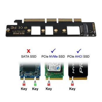 M. 2 M-klahvi NVME AHCI NGFF SSD PCI-E 3.0 16x 4x Adapter 110mm 80mm SSD 1