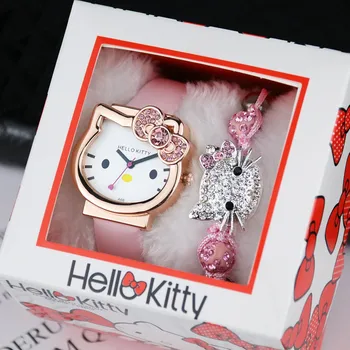 Hello Kitty Fashion Watch kinkekarbis Uus Kawaii Anime Sanrios Cute Cartoon Vaadata, Et Saada Teemant Käevõru Puhkus Kingitused Tüdrukud 13