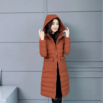 Korea Fashion Hoiata Ette Tegumoega Naiste Kapuutsiga Talve Jope Slim Down Puuvillane Pikk Karv Tahke Juhuslik Naine Liiga Paks Outwear 8